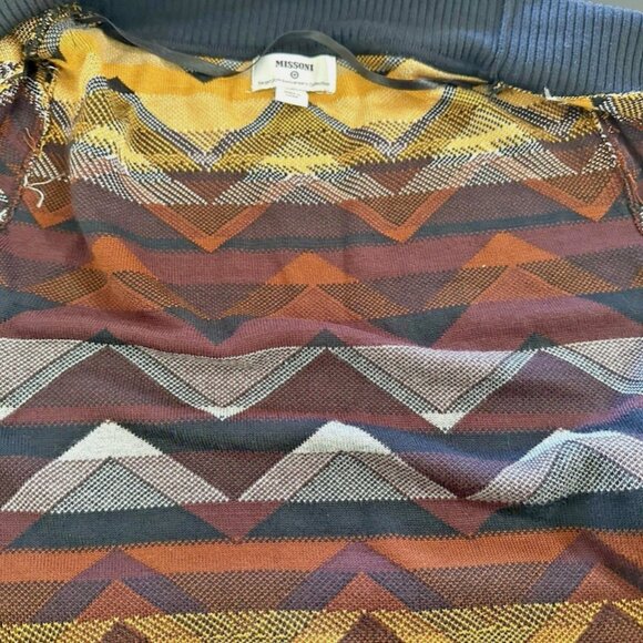 MISSONI Chevron Zig Zag Duster Cardigan Sweater M Brown - Picture 7 of 8